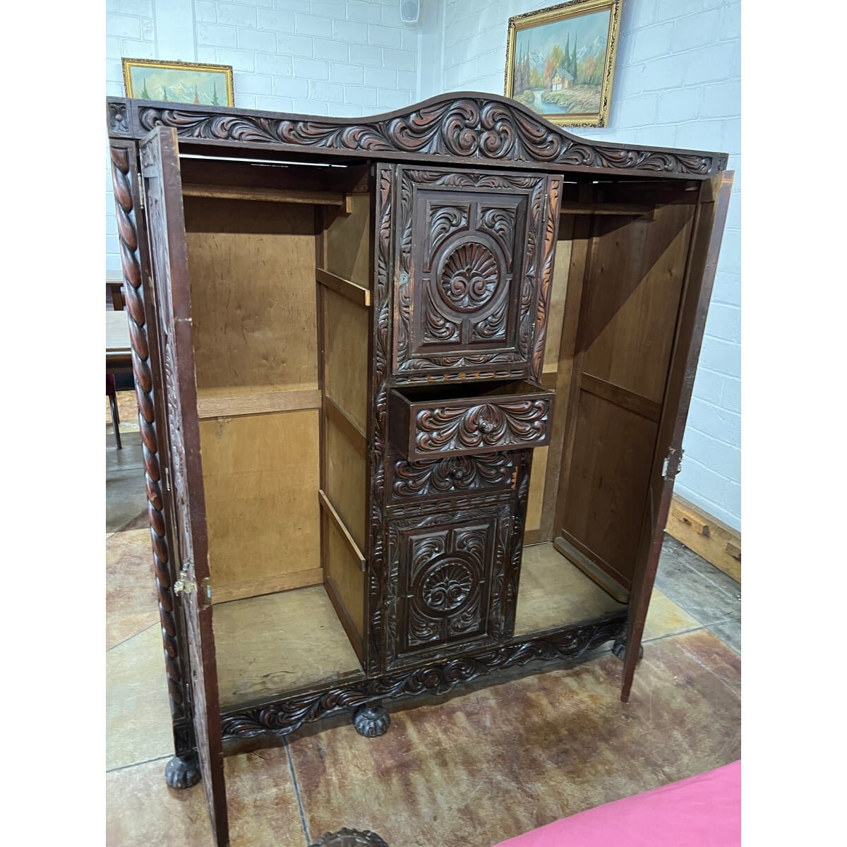 Recámara Colonial Cedro Rojo Tallada a Mano 1944 - 8 Piezas — foto 4
