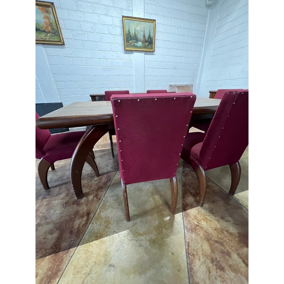 Comedor Vintage Palo Rosa para 6 Personas con Vitrina y Gabinete — foto 8