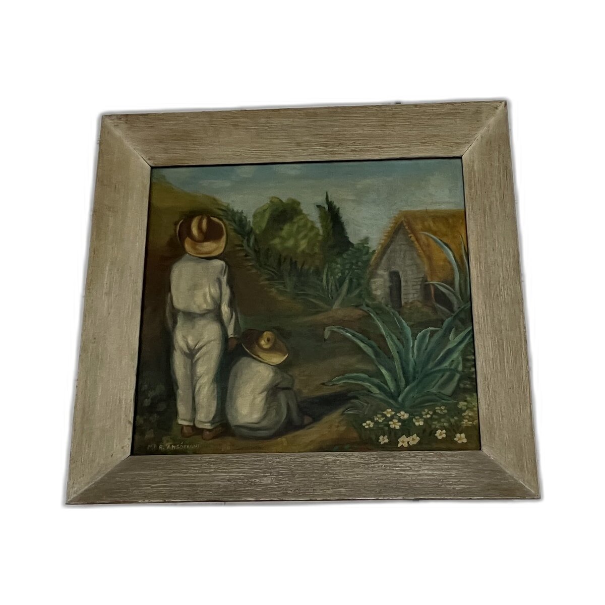 Cuadro Decorativo Campesinos y Agaves Estilo Mexicano