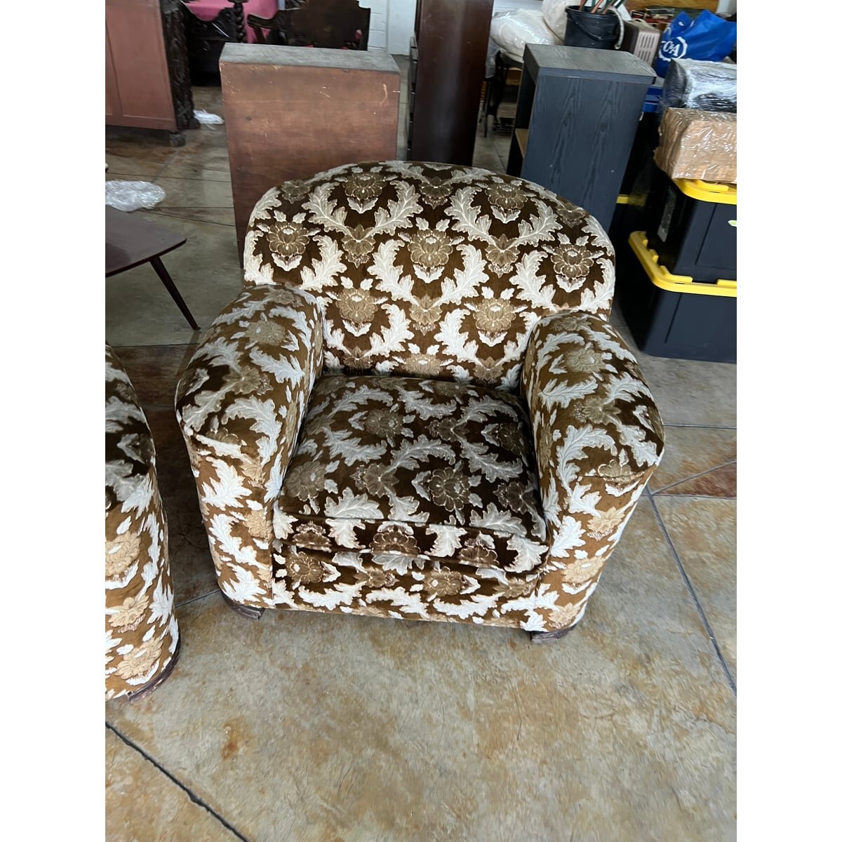 Par de Sillones Vintage de Madera de Cedro Tapizados