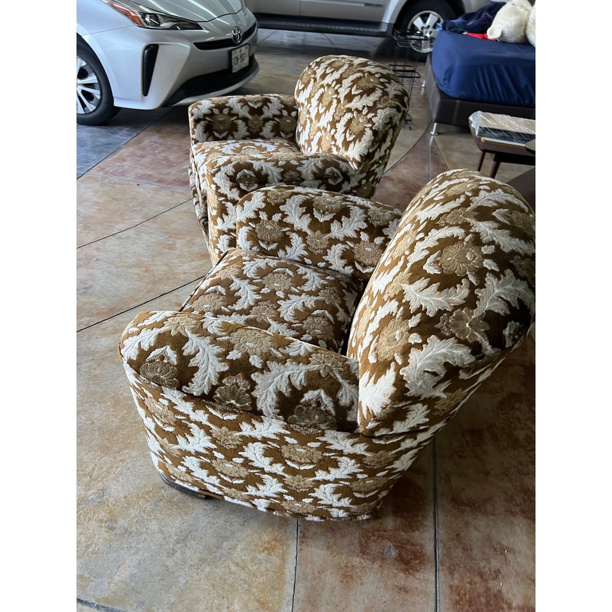 Par de Sillones Vintage de Madera de Cedro Tapizados — foto 3
