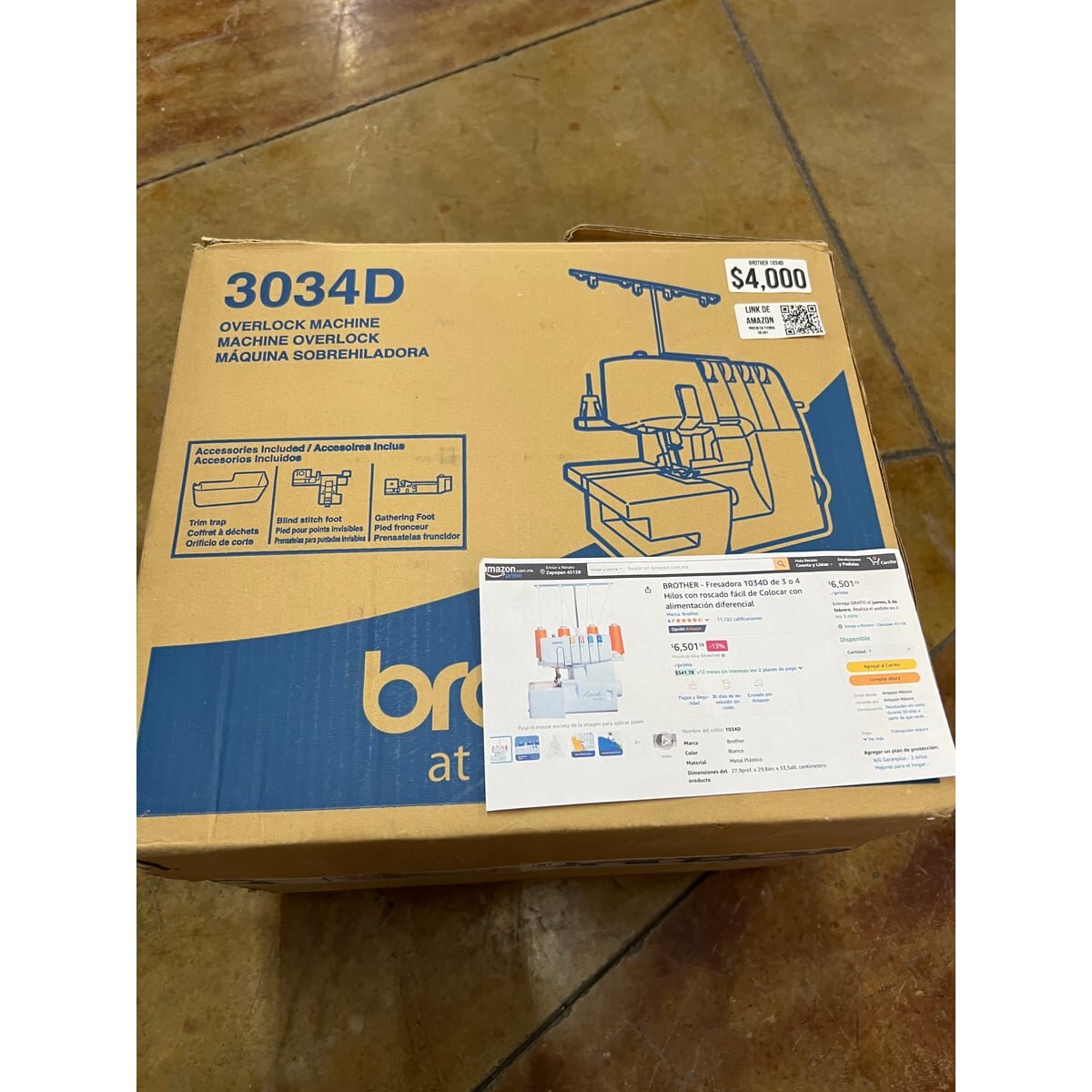 Maquina de Coser Overlock Brother 3034D de 3-4 Hilos — foto 4